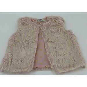 Genuine OshKosh Girls Pink Faux Fur Polka Dot Vest Kids Soft Fluffy SZ 4T 5T
